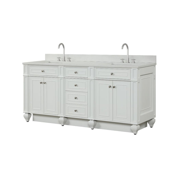 Design Element Winston 72 in. W x 22 in. D Bath Vanity in White with Quartz Vanity Top in White with White Basin | WN-72-W