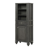 This freestanding cabinet features a soft closing drawer and door and 3 adjustable shelves for plenty of storage options.
