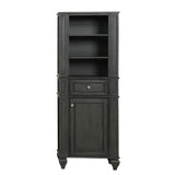 Design Element Winston 24 in. W x 14 in. D x 64 in. H Freestanding Linen Cabinet in Gray | WN-LNTR-GY