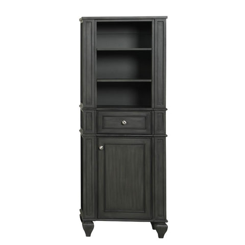 Design Element Winston 24 in. W x 14 in. D x 64 in. H Freestanding Linen Cabinet in Gray | WN-LNTR-GY
