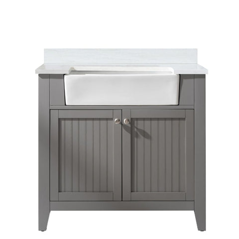 Design Element Burbank Transitional Gray 36" Single Sink Vanity with Quartz Countertop_BK-36-GY