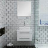 Fresca Lucera 24" White Modern Wall Hung Vessel Sink Vanity w/ Medicine Cabinet