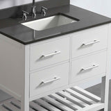 London 36″ White Modern Single Sink Vanity Set w/ Gray Quartz Top