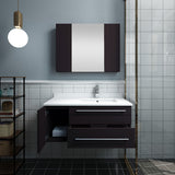 Lucera 36" Espresso Modern Wall Hung Right Offset Undermount Sink Bathroom Vanity