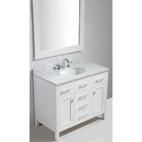 London 42" White Transitional Single Sink Vanity Set