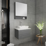 Fresca Lucera 24" Gray Modern Wall Hung Vessel Sink Vanity w/ Medicine Cabinet