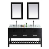 London 61" Espresso Transitional Double Sink Vanity Set
