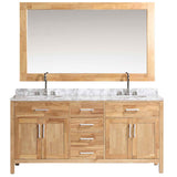 London 72" Honey Oak Transitional Double Sink Vanity Set