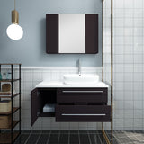 Fresca Lucera 36" Espresso Modern Wall Hung Right Offset Vessel Sink Bathroom Vanity