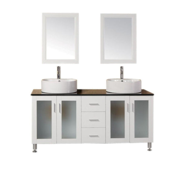 Malibu 60" White Modern Single Sink Vanity Set