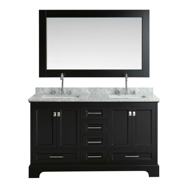 Design Element Omega 61" Espresso Transitional Double Sink Vanity