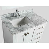 Design Element London 36" White Transitional Vanity w/ Marble Top and Mirror
