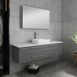 Fresca Lucera 60" Gray Modern Wall Hung Vessel Sink Vanity w/ Medicine Cabinet