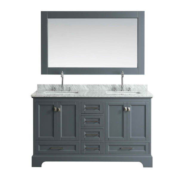 Design Element Omega 61" Gray Transitional Double Sink Vanity