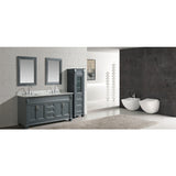 Hudson 72" Gray Double Sink Vanity With Carrara Marble Top and 65" Linen Cabinet