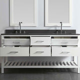 London 72″ White Modern Double Sink Vanity Set w/ Gray Quartz Top