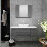 Fresca Lucera 42" Gray Modern Wall Hung Vessel Sink Vanity w/ Medicine Cabinet