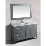 Design Element London 54" Gray Transitional Single Sink Vanity Set