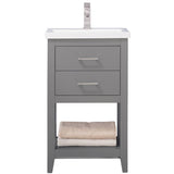 Cara 20 in. W x 15 in. D Bath Vanity in Gray with Ceramic Vanity Top in White with White Basin By Design Element