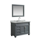 Design Element Hudson 48″ Gray Transitional Single Sink Vanity w/ White Carrara Marble Top