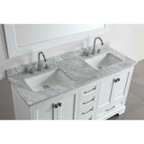 Design Element Omega 61" White Transitional Double Sink Vanity
