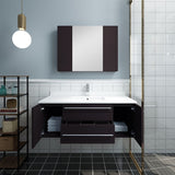 Lucera 42" Espresso Modern Wall Hung Undermount Sink Vanity w/ Medicine Cabinet