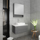 Fresca Lucera 30" Gray Modern Wall Hung Vessel Sink Vanity w/ Medicine Cabinet