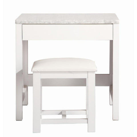London 30" White Transitional Make-Up Table and Stool