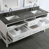 London 72″ White Modern Double Sink Vanity Set w/ Gray Quartz Top