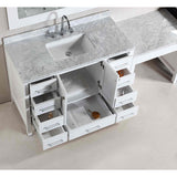 2 London 48" White Transitional Single Sink Vanity Set w/ Make-Up Table