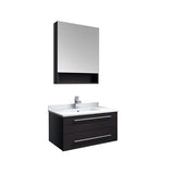 Lucera 30" Espresso Modern Wall Hung Undermount Sink Vanity w/ Medicine Cabinet