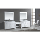 2 London 48" White Transitional Single Sink Vanity Set, White With 1 Make-up Table