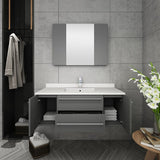 Lucera 42" Gray Modern Wall Hung Undermount Sink Vanity w/ Medicine Cabinet