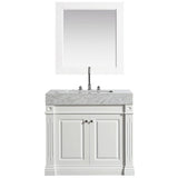Odyssey 36" White Modern Single Sink Vanity With Carrara Marble Top