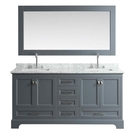 Design Element Omega 72" Gray Transitional Double Sink Vanity
