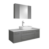 Fresca Lucera 48" Gray Modern Wall Hung Vessel Sink Vanity w/ Medicine Cabinet