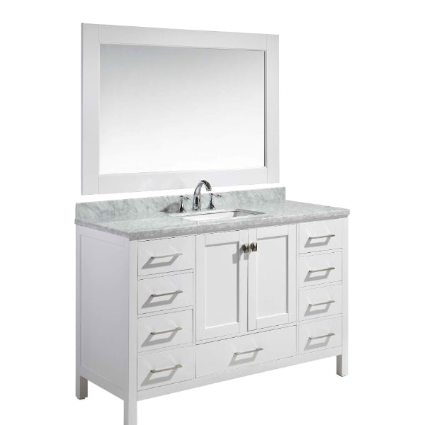 London 54" White Transitional Single Sink Vanity Set