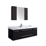 Lucera 48" Espresso Modern Wall Hung Undermount Sink Vanity w/ Medicine Cabinet