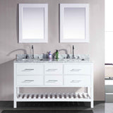 London 61″ White Modern Double Sink Vanity Set w/ Gray Quartz Top