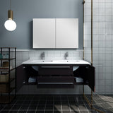 Lucera 48" Espresso Modern Wall Hung Double Undermount Sink Bathroom Vanity