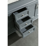Hudson 72" Gray Double Sink Vanity With Carrara Marble Top and 65" Linen Cabinet