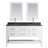 London 61″ White Modern Double Sink Vanity Set w/ Gray Quartz Top