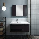 Lucera 36" Espresso Modern Wall Hung Left Offset Undermount Sink Bathroom Vanity