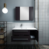 Lucera 36" Espresso Modern Wall Hung Left Offset Undermount Sink Bathroom Vanity