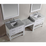 2 London 36" White Transitional Single Sink Vanity Set With Make-up Table