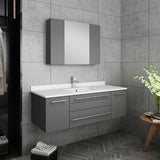 Lucera 48" Gray Modern Wall Hung Undermount Sink Vanity w/ Medicine Cabinet