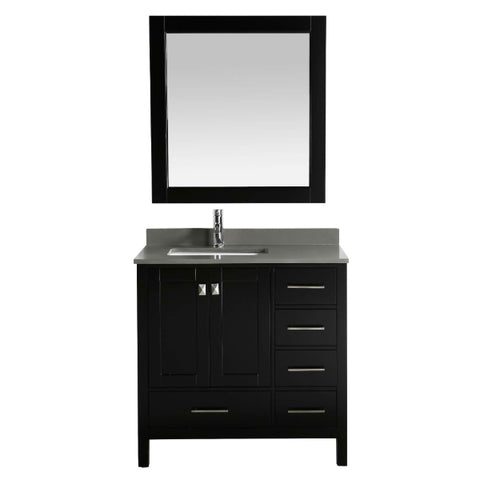 Design Element London 36" Espresso Transitional Single Sink Vanity w/ Quartz Top