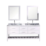 London 72″ White Transitional Double Sink Vanity w/ 60″ Linen Cabinet Set