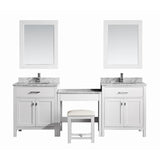 2 London 30" White Transitional Single Sink Vanity Set w/ 1 Make-up Table