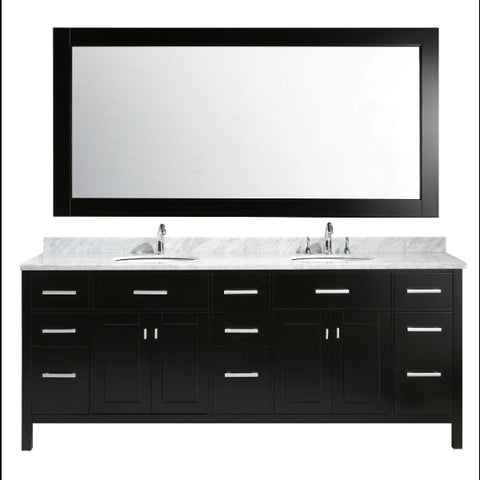 Design Element London 84" Espresso Transitional Double Sink Vanity Set